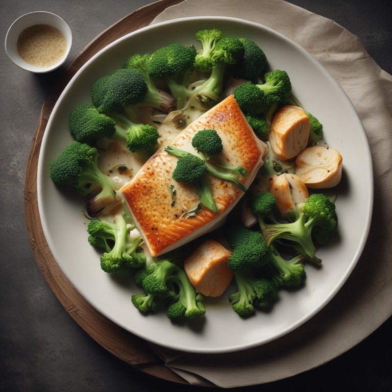 Asiatisches Fischgericht mit Brokkoli