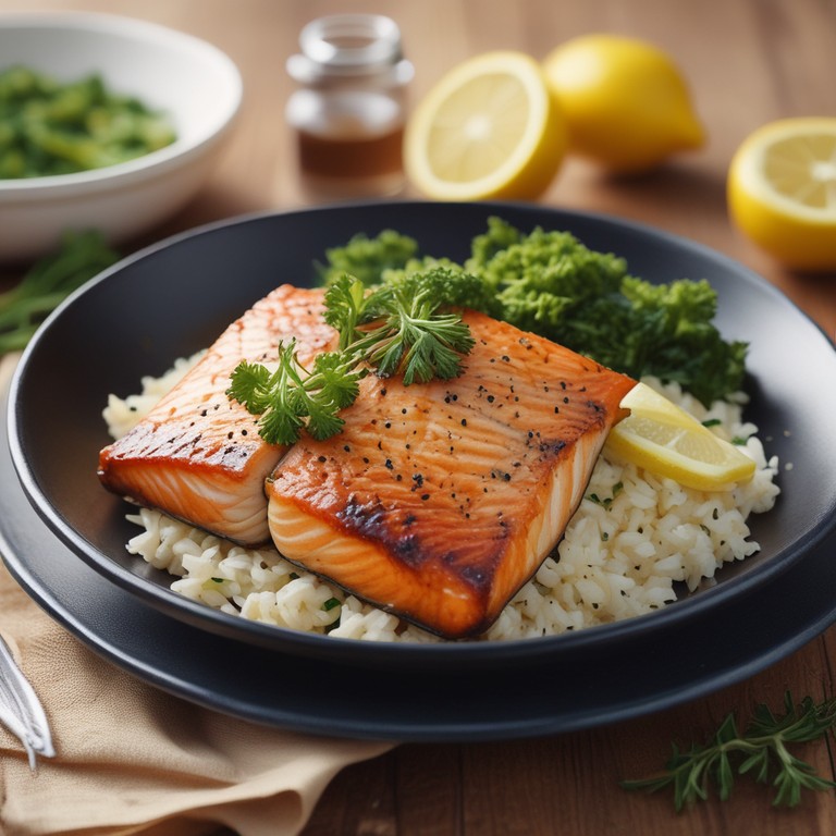 Gebratener Lachs mit Zitronen-Kräuter-Reis