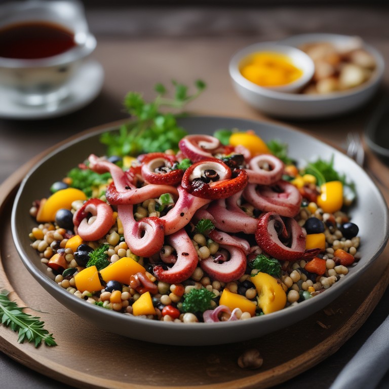 Ensalada de Lentejas, Mango y Pulpo con Vinagreta de Mostaza