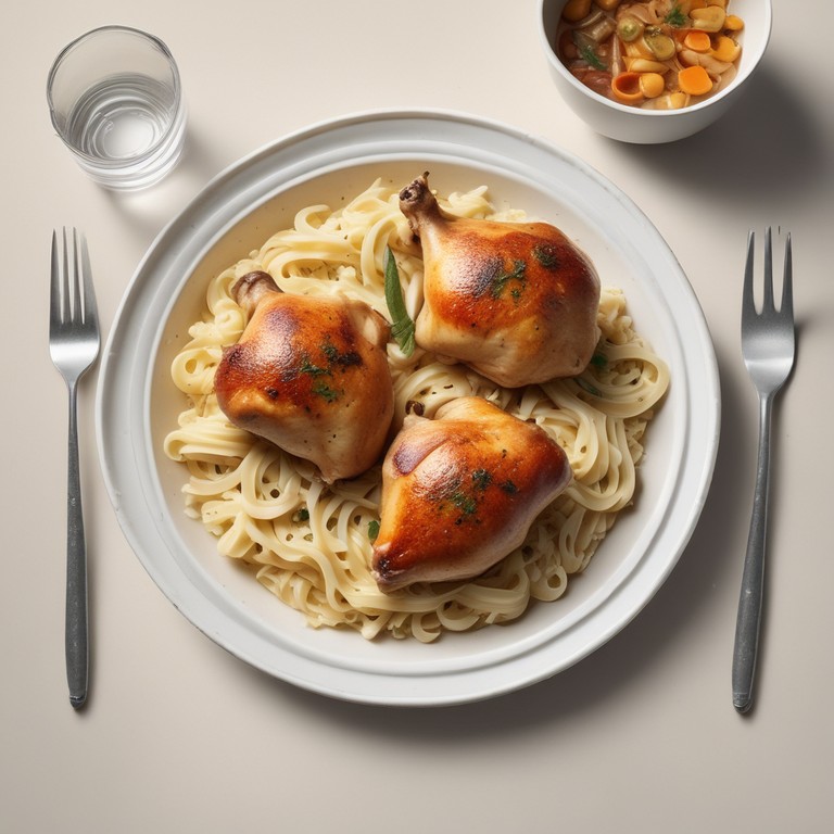 Frango Assado com Arroz e Macarrão