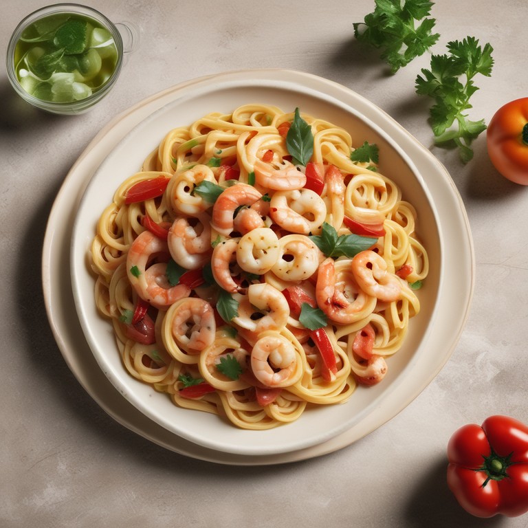 Linguini con Camarones y Salsa Napolitana