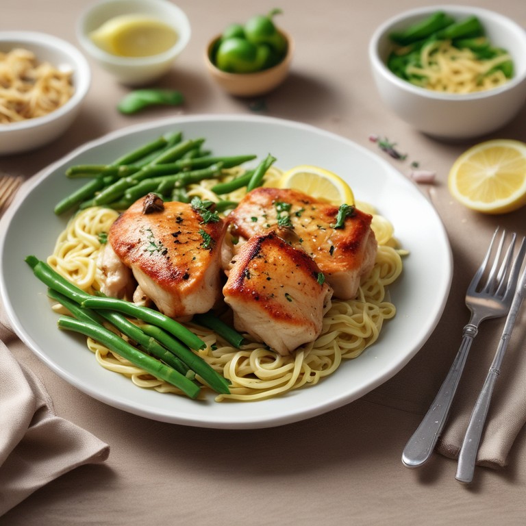 Garlic Herb Chicken Thighs with Green Beans and Noodles