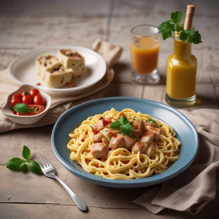 Macarrão com Linguiça Calabresa e Molho Cremoso de Requeijão