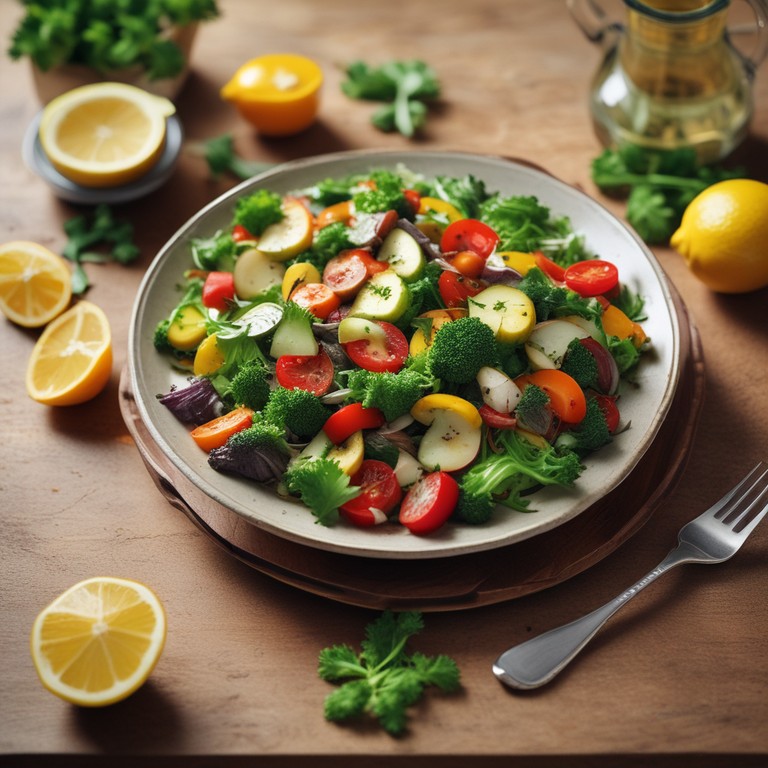 Ensalada de Verduras Salteadas con Aderezo de Limón y Hierbas