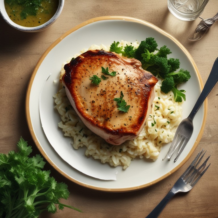 Côtes de Porc à la Moutarde avec Riz au Persil
