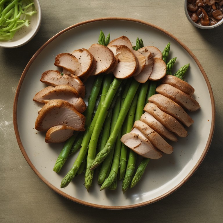 Espárragos Verdes con Solomillo de Pavo y Setas