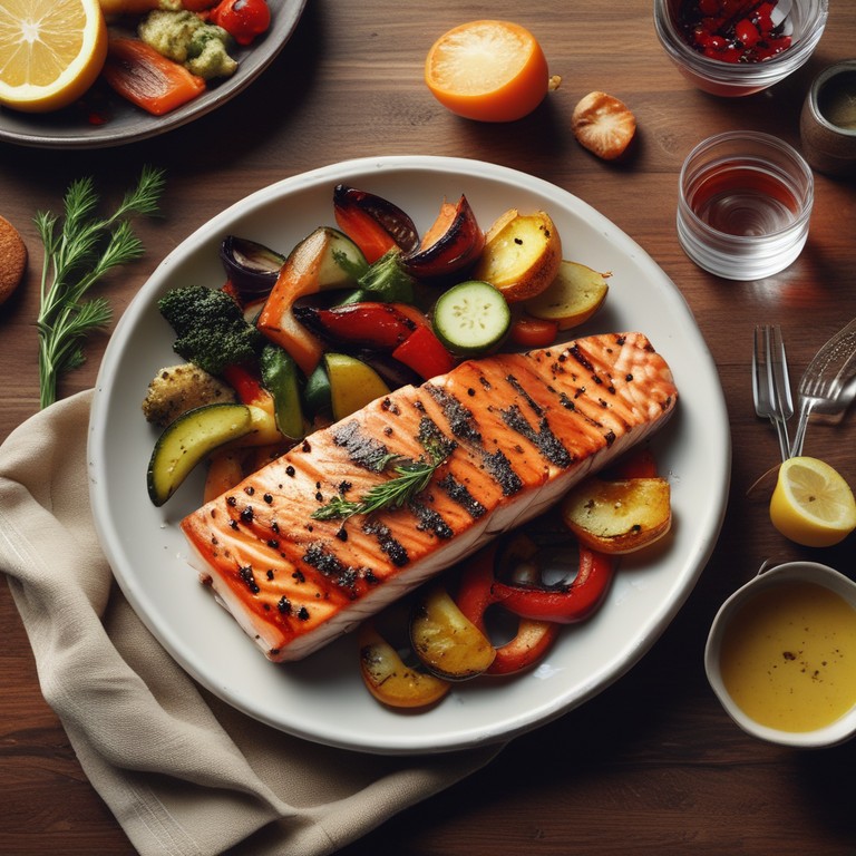 Salmão Grelhado com Legumes Assados