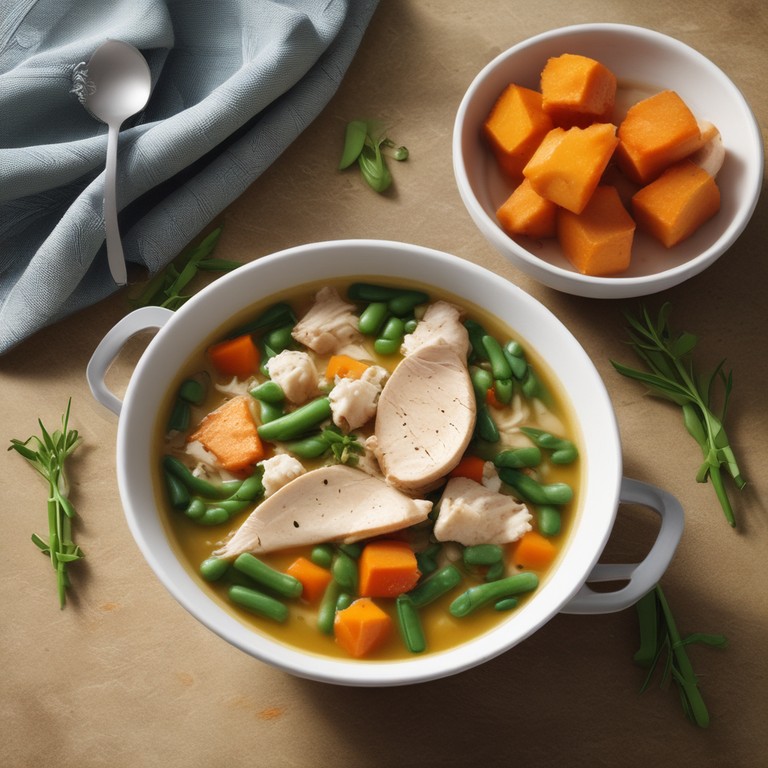 Hearty Chicken and Rice Soup with Green Beans and Yams