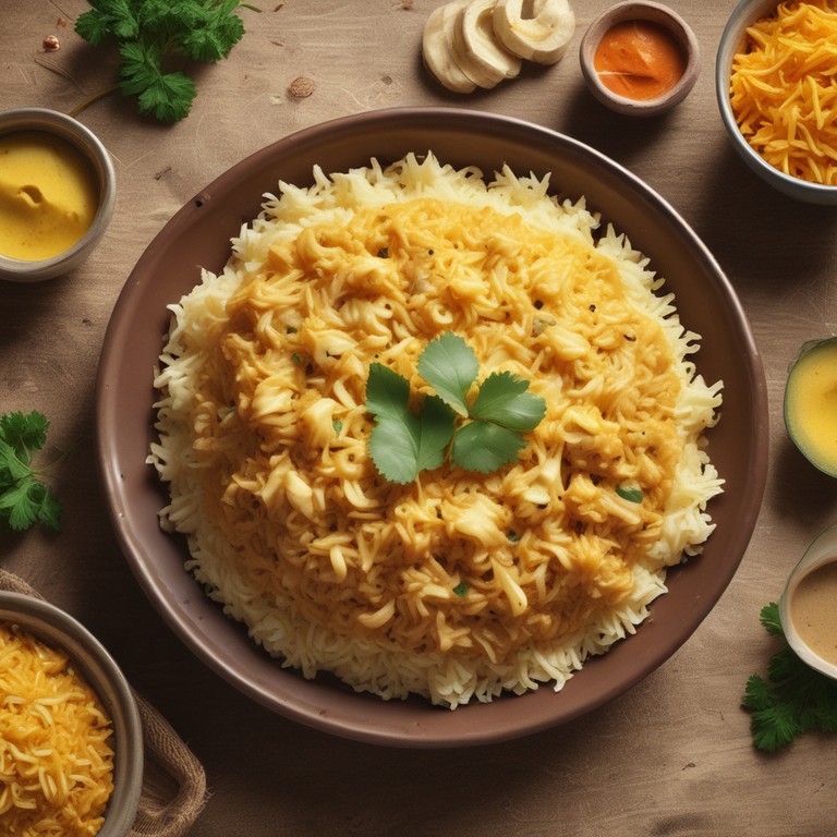 Cheesy Biryani Rice with Ginger-Garlic Paste