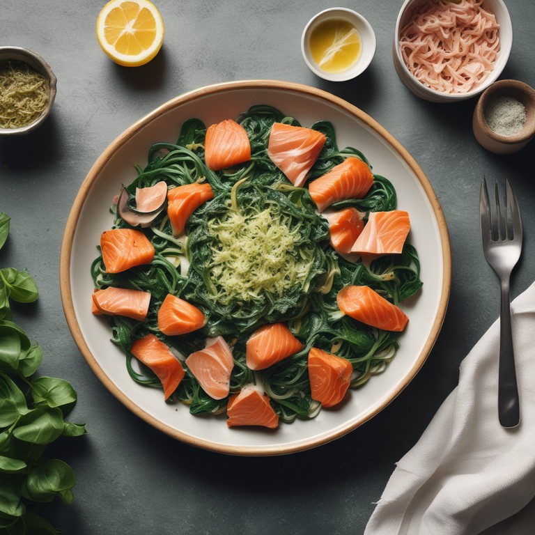 Creamy Spinach Pasta with Hot Smoked Salmon