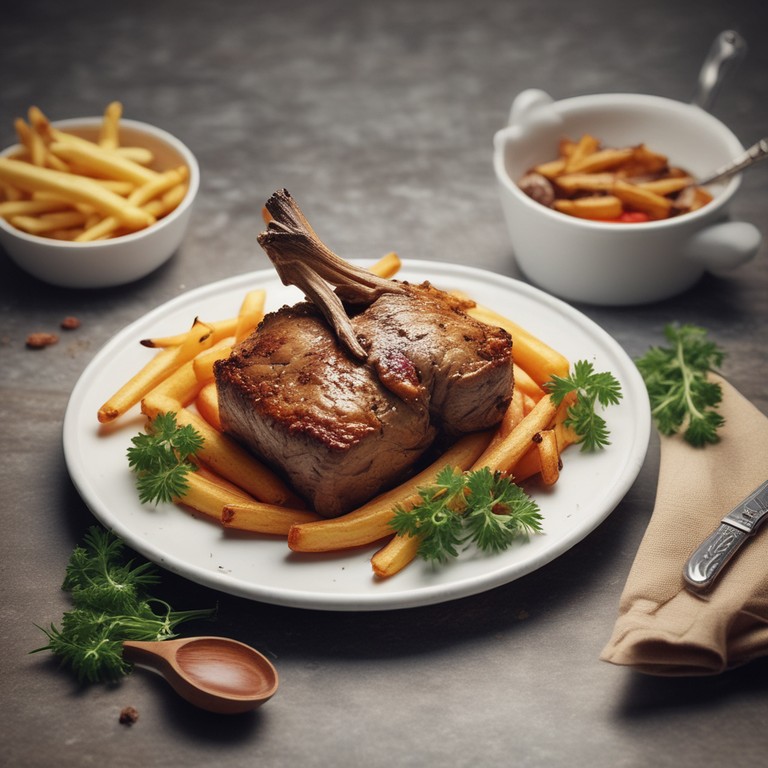 papas fritas con carne asada