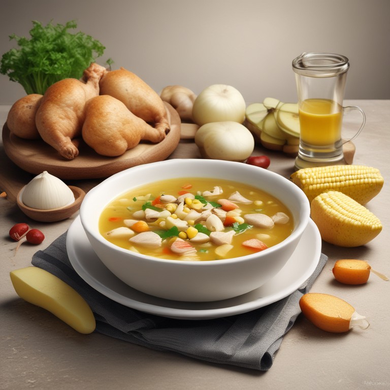 Sopa de Frango com Batata, Milho e Cebola