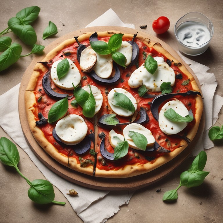 Gegrilde Aubergine Pizza met Basilicum en Buffelmozzarella