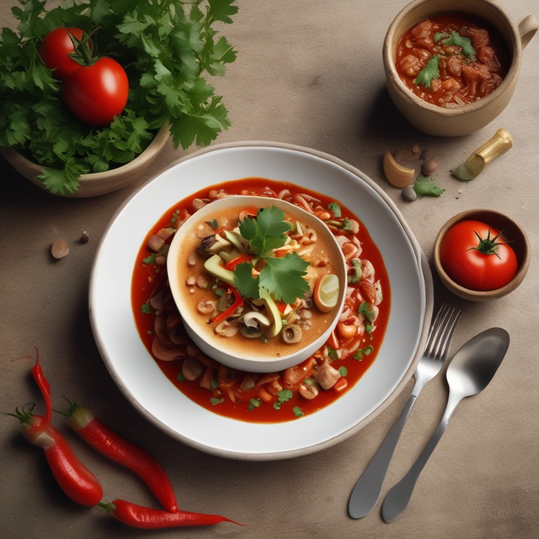 Sopa de Codos con Salsa de Chile de Árbol y Tomate
