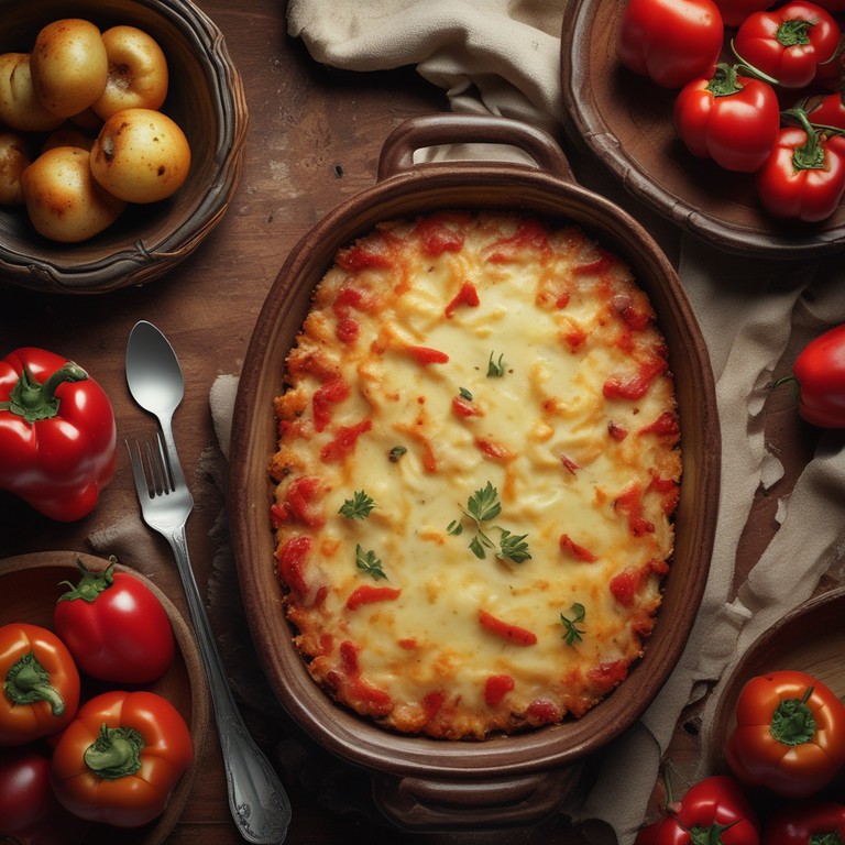 Gratin de Pommes de Terre aux Poivrons Rouges et au Fromage