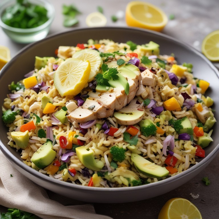 Mediterranean Rice Salad with Greek Lemon Chicken and Herb Dressing ...