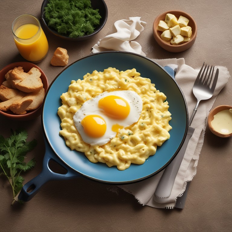 Fluffy Scrambled Eggs with Creamy Milk