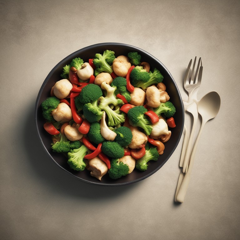 Gemüsepfanne mit Champignons, Blumenkohl, Brokkoli und Lauch