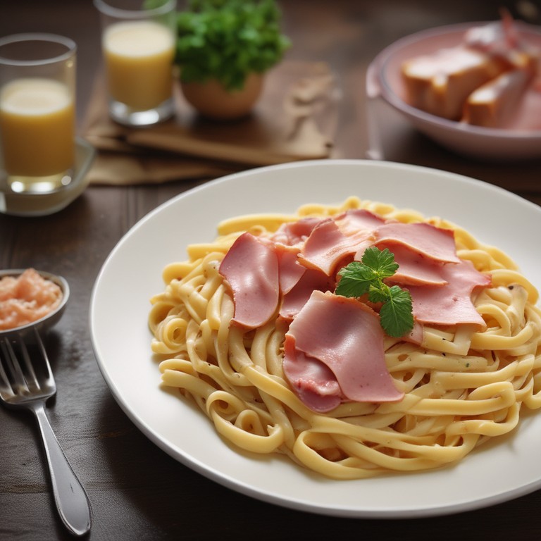 Pasta con Salsa de Jamón y Crema