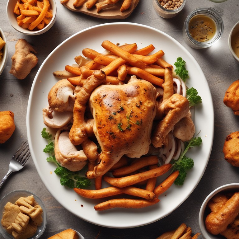 Pollo a la Brasa Innovador con Patas de Gallina y Camote Frito