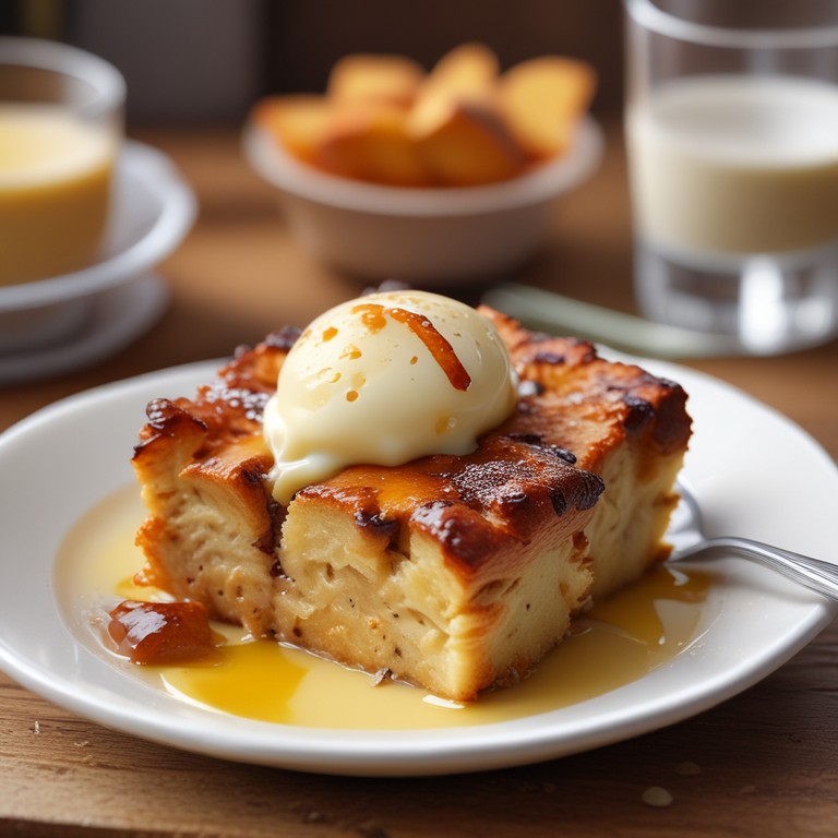 Delicious Bread Pudding with Custard