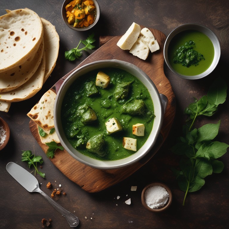 Creamy Palak Paneer with Spiced Spinach and Soft Cheese