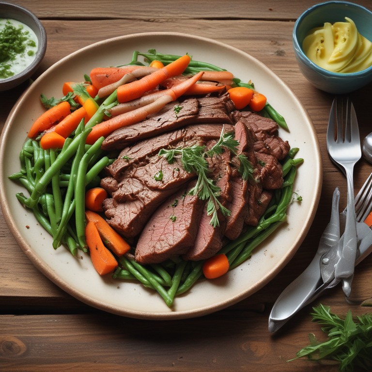 Sautéed Carne Asada with Buttered Carrots and Green Beans