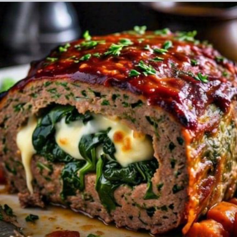 Rollo de carne relleno de espinacas y queso 