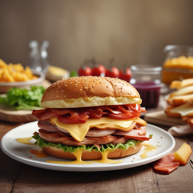 Sándwich a la Parrilla de Pollo con Quesos y Bacon