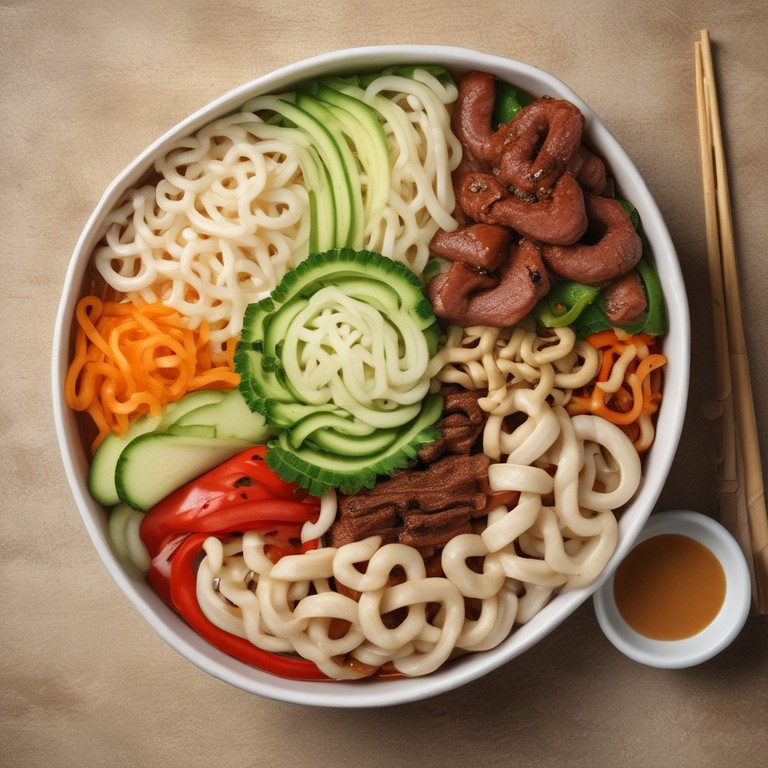 Удон с говядиной и болгарским перцем в соусах