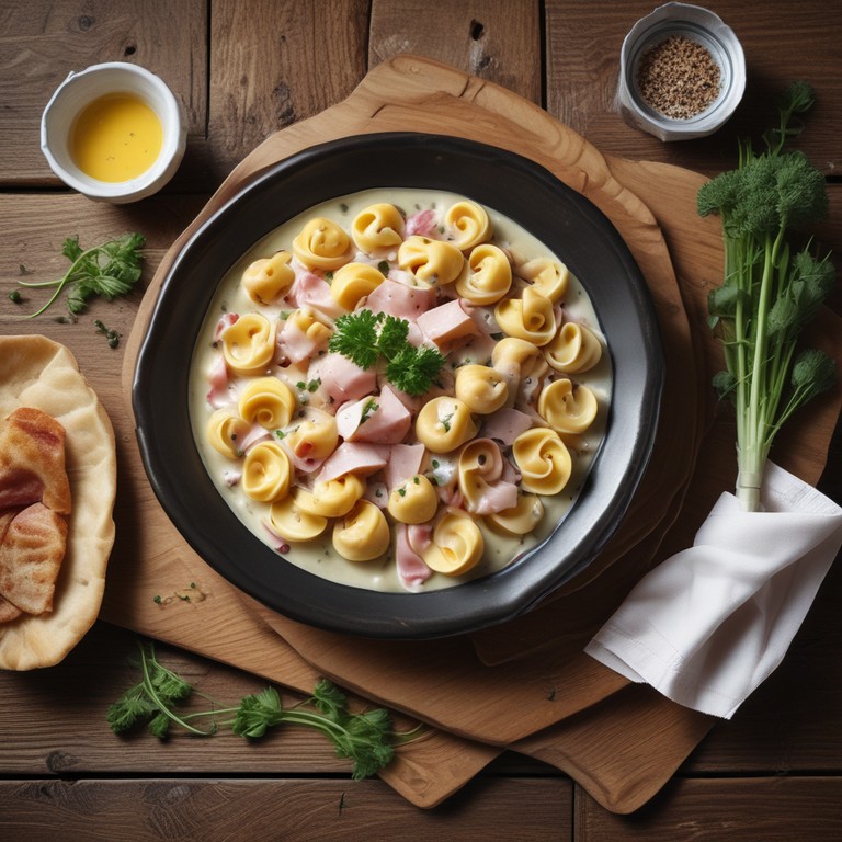 Tortellini mit Schinken und cremiger Sauce
