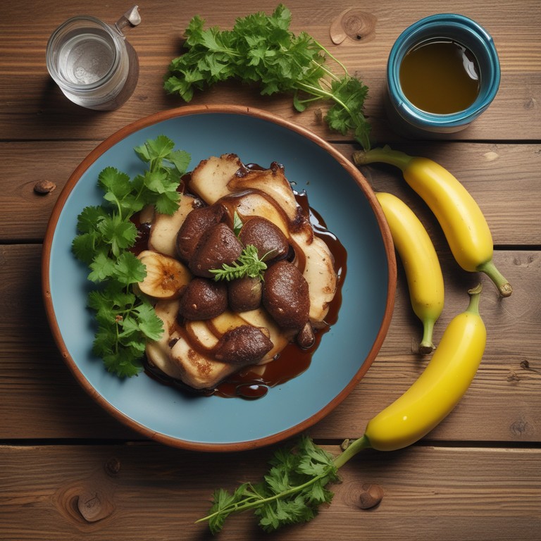 Pferde Nacken mit Bananen-Lakritz-Sauce