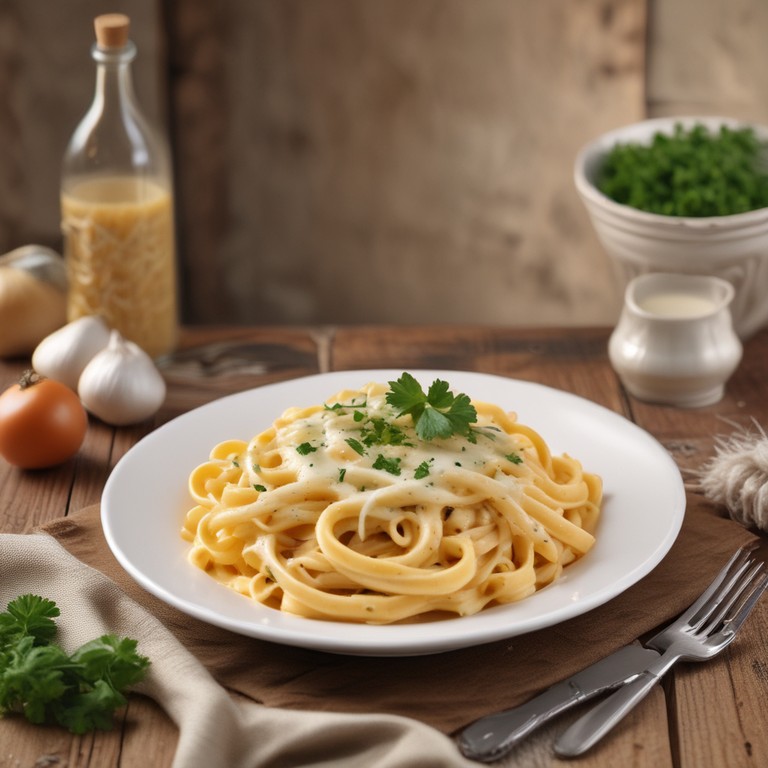 Nudeln mit Kalbsfond und Schmelzkäse