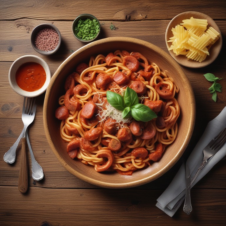 Macarrão com Salsicha ao Molho de Tomate e Orégano