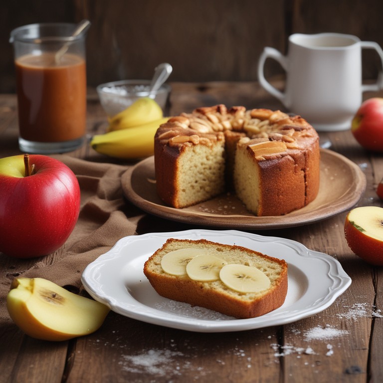 Bolo de Banana da Terra com Maçã e Rapadura