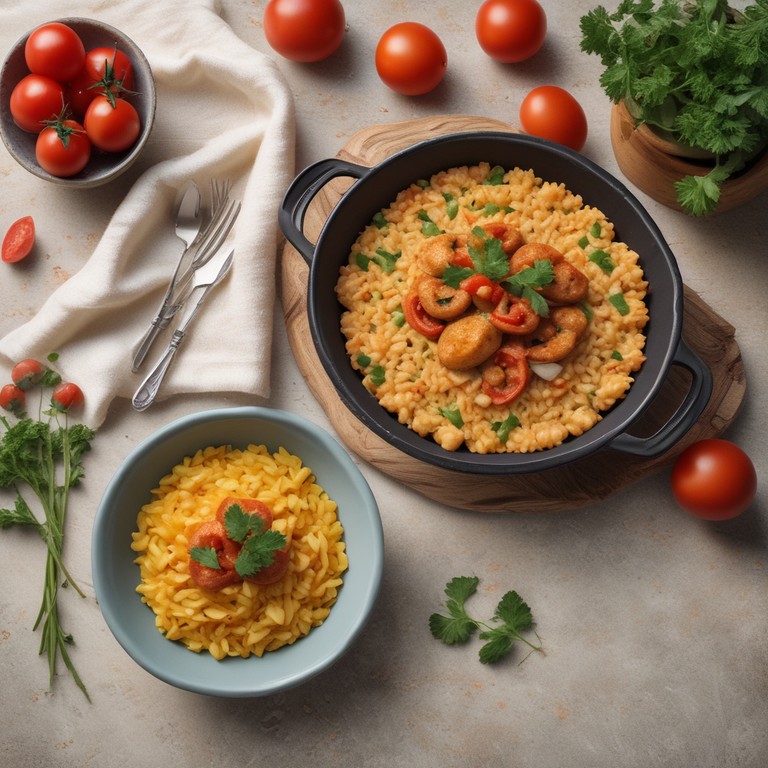 Arroz e Macarrão à Salsicha com Molho de Tomate