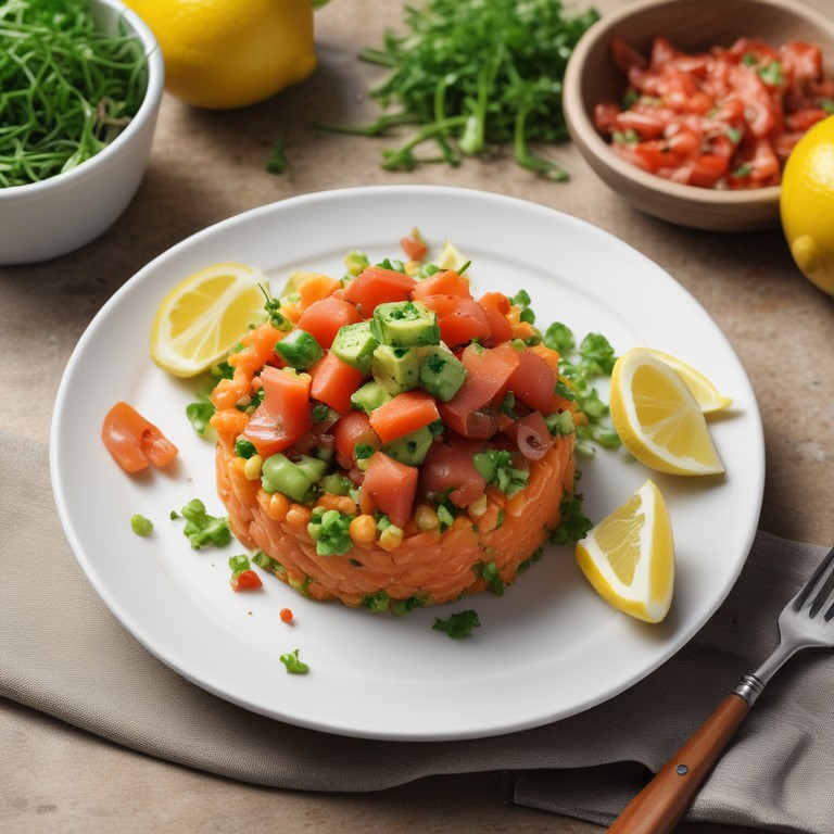 Räucherlachs-Avocado-Tatar mit Pfefferoni und Schnittlauch