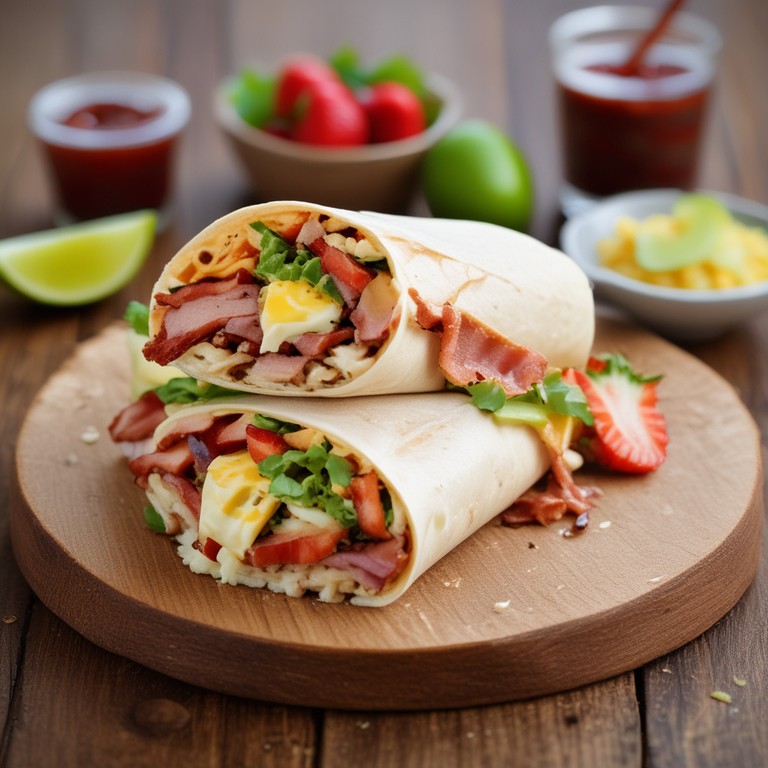 Savory Sweet Breakfast Wrap with Teriyaki Drizzle