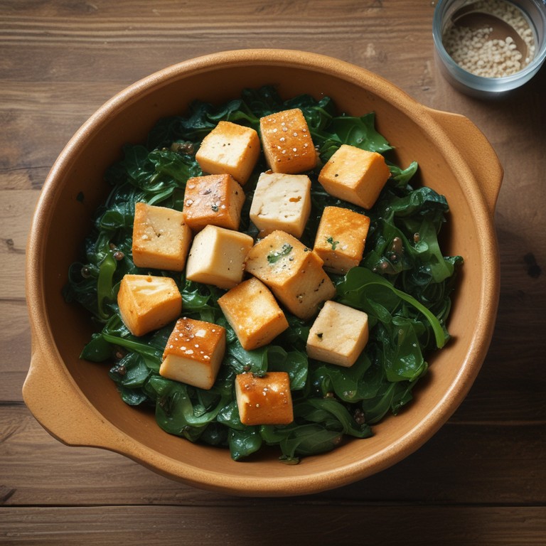 Tofu Sauté aux Épinards et Ail