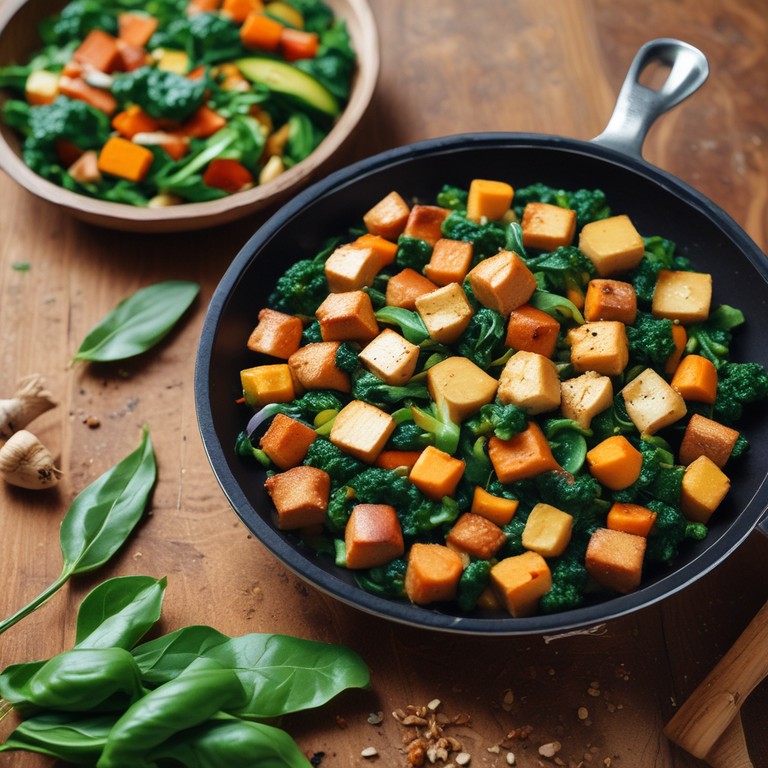 Sauté de Tofu aux Épinards et Patate Douce