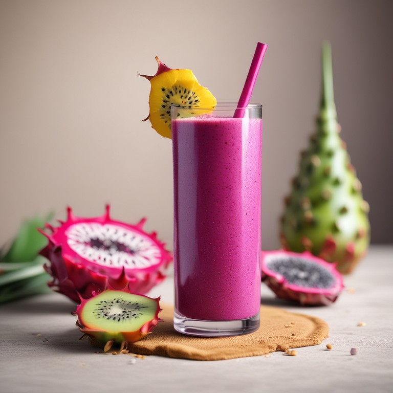 Creamy Dragon Fruit Smoothie with Flax Seeds