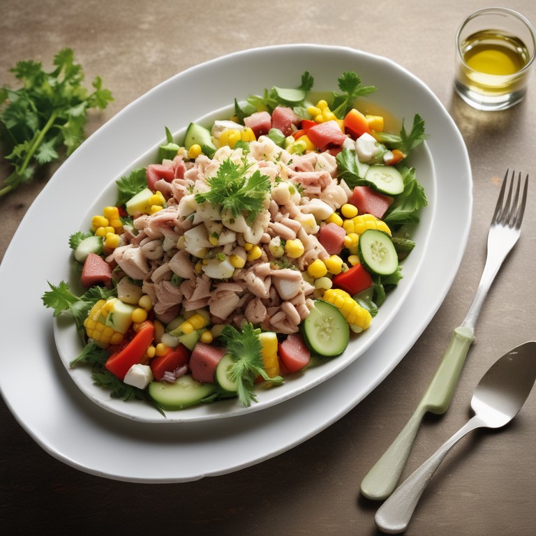 Салат из кукурузы с тунцом и огурцом