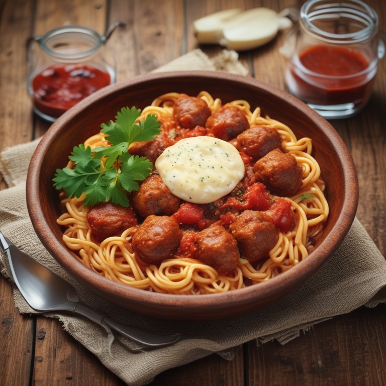 Macarronada Tradicional com Molho de Tomate e Almôndegas