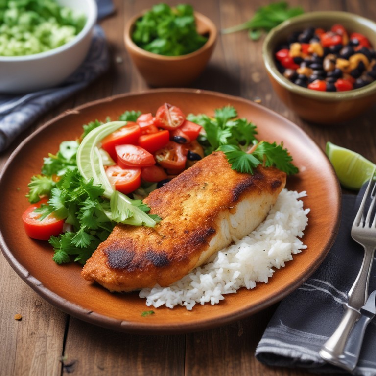 Tilápia à Milanesa com Arroz e Feijão
