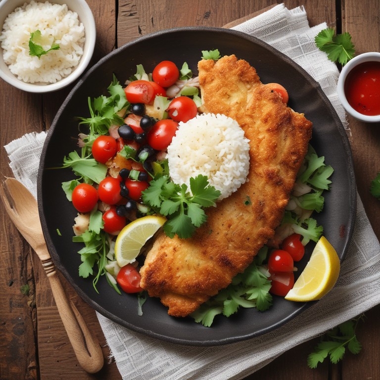 Tilápia à Milanesa com Arroz e Feijão