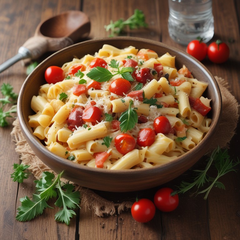 Pâtes Crémeuses aux Carottes, Lardons et Tomates Cerises