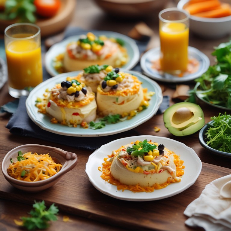 Causa Rellena con Pollo a la Brasa y Salsa Huacatay