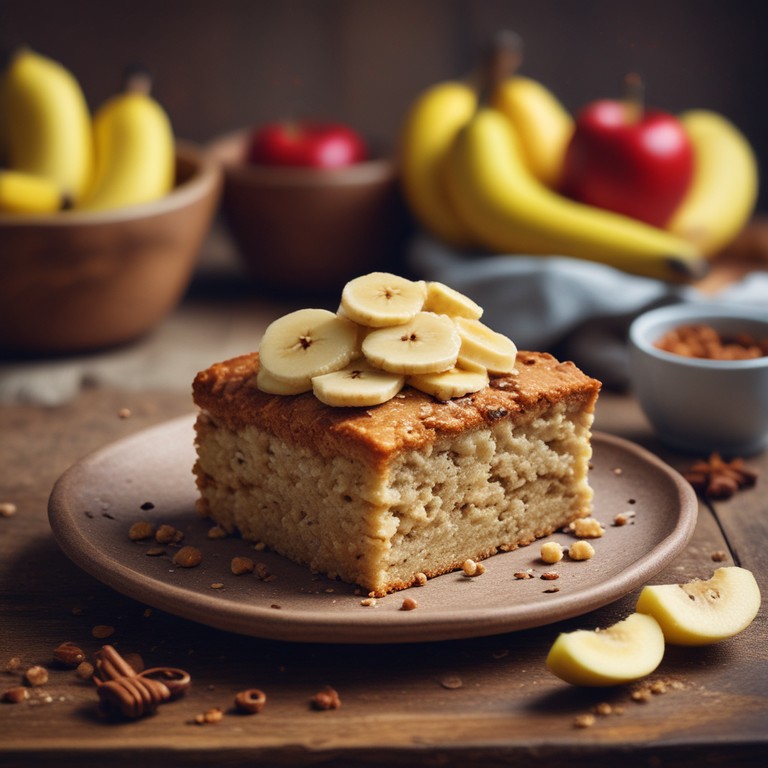 Bolo de Banana e Maçã com Aveia e Fubá