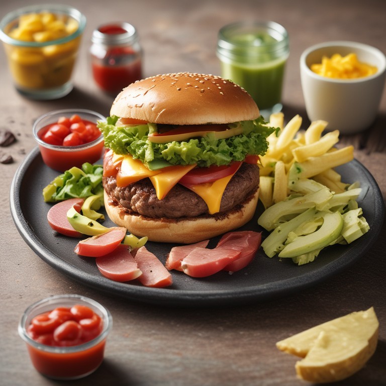 Hamburguesa con Jamón, Huevo y Salsa Boloñesa