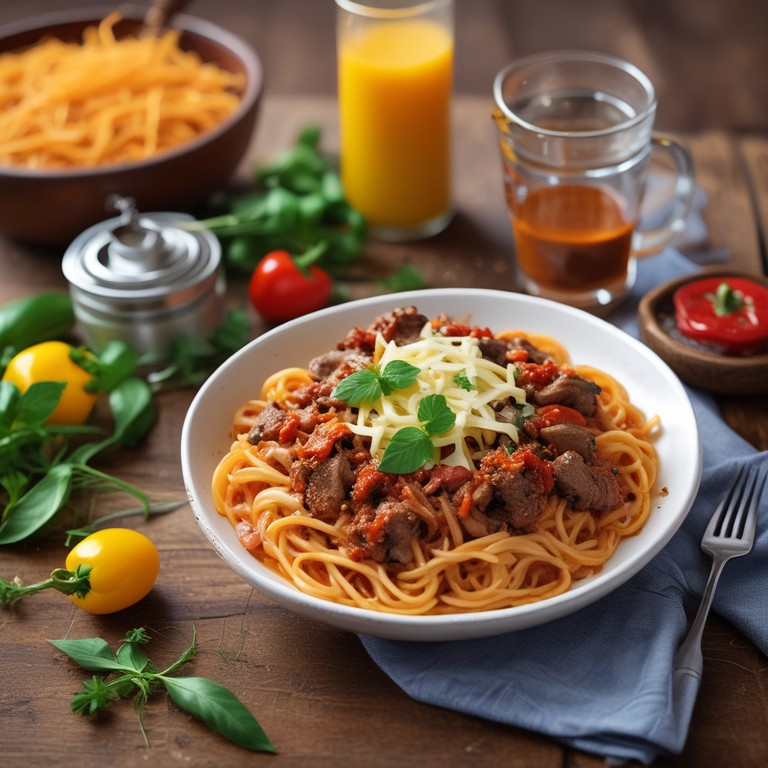 Espaguetis a la Cazuela con Longanizas y Champiñones